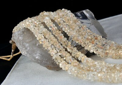 Citrine Melon Carved Beads Necklace 778 Ct Semi Precious Gemstone Beaded