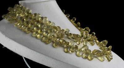 Certified Natural Lemon Quartz Beads 1502 Ct Tear Drops Gemstone Necklace