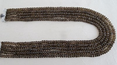 Natural Black Smoky Quartz Faceted Round 480 Ct Bead Fashion Necklace