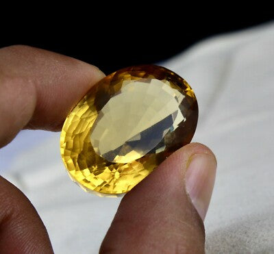 Certified 32mm Oval Cut Natural Citrine Pendant 87.60ct Top Gemstone For Women