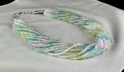 Certified Natural Multi Aquamarine 688ct Beads Faceted Necklace For Women
