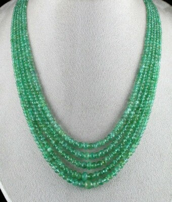Certified Natural Emerald 354ct Round Beads Gemstone Important Necklace