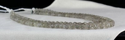 Natural Smoky Quartz Necklace Carved 410ct Gemstone Antique 3 Line Beads