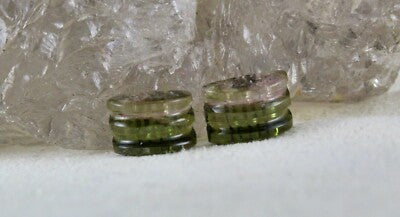 Natural Multi Green Tourmaline 31.26 Ct Carved Gemstone Earring Design