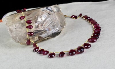 Certified Natural Pink Tourmaline Rubellite 125 Ct Bead Briolette Necklace