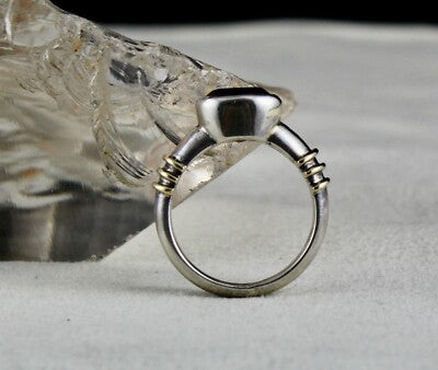 Ladies Antique Yellow Citrine 10ct Sterling Silver 18k Gold Ring For Wedding