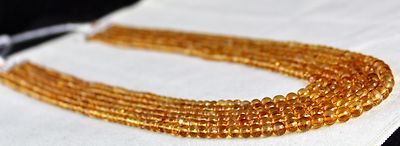 Natural Citrine Necklace Round Beads 6mm Yellow Gemstone 419 Ct Fashion Party