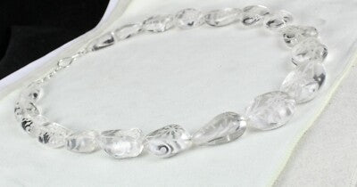 Vintage Natural Rock Crystal 884 Ct Gemstone Beads Necklace For Women