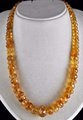 Natural Yellow Citrine Faceted Round Necklace For Party 509ct Beads Gemstone 1l