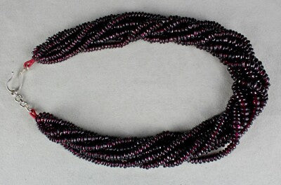 Natural Garnet Beads 1288ct Button 8 Line Semi Precious Gemstone Necklace