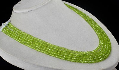 Natural Peridot Faceted Round Beads 389 Ct Green Gemstone Necklace