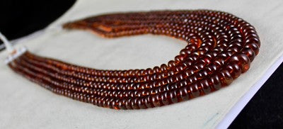 Hessonite Garnet Beads Necklace 1198 Ct Round Semi Precious 5 Line Necklace