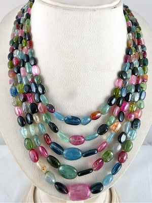 Certified Natural Multi Tourmaline 848 Ct Aquamarine Gemstone Fine Necklace