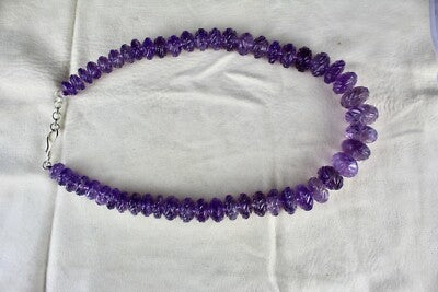 Certified Natural Amethyst 765 Ct Beads Sterling Silver Antique Necklace
