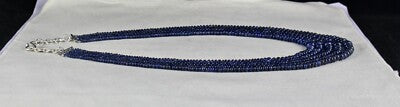 Certified Natural Blue Sapphire 460 Ct Round Beads Sterling Silver Necklace