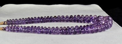 Certified Natural Amethyst 23mm Beads Necklace 1252 Ct Purple Gemstone For Women