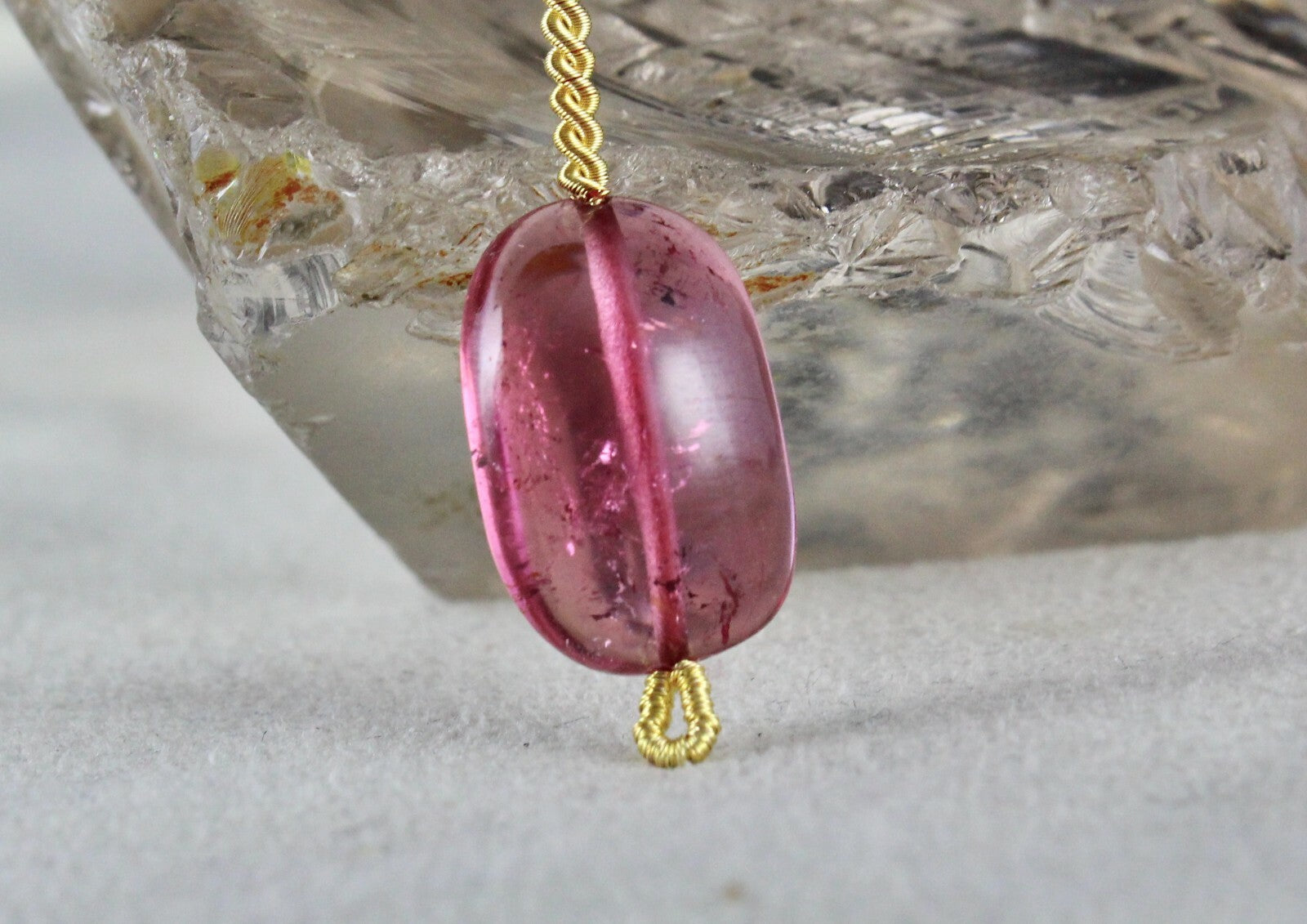 Natural Pink Tourmaline Rubellite 14.27 Ct Bead Hanging Gemstone Pendant Design