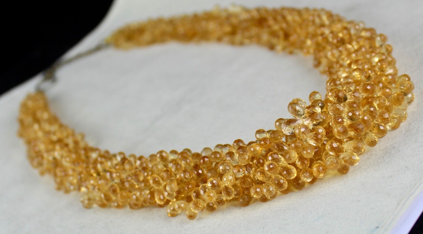 Natural Citrine Beads Teardrops 1011 Ct Yellow Gemstone Silver Stylish Necklace