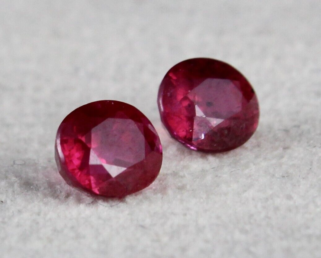 Certified Natural Ruby Oval Cut 2.12 Ct Burmese Red Gemstone Pair Earring Design