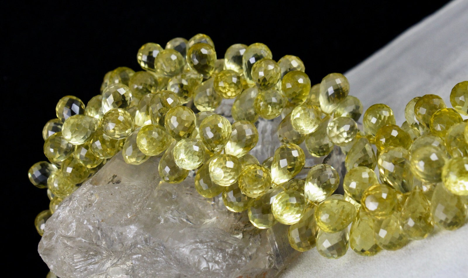 Certified Natural Lemon Quartz Teardrop Necklace 1193 Ct Yellow Gemstone Beads