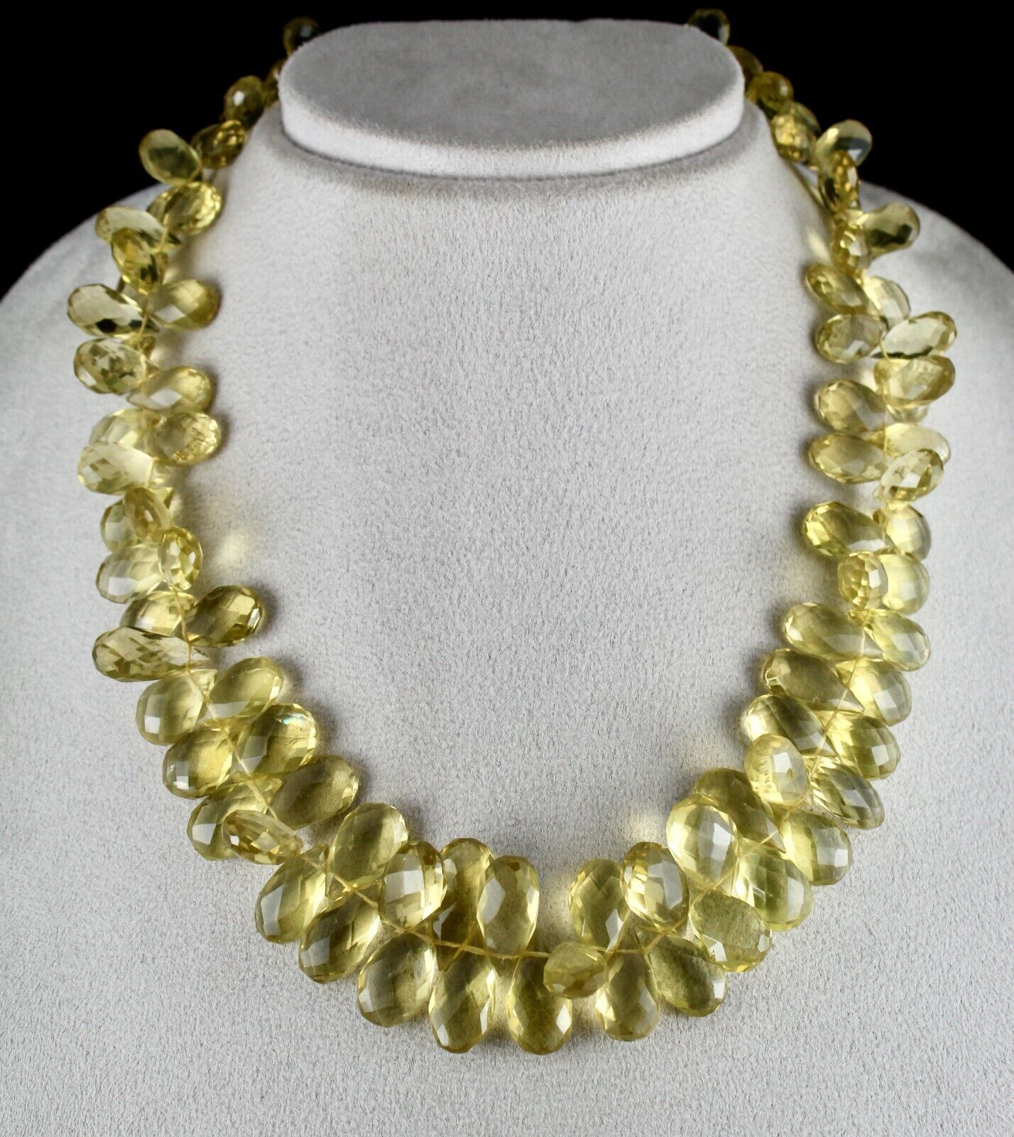 NATURAL LEMON QUARTZ BEADS 1 LINE 665 CARATS TEAR DROPS GEMSTONE FINEST NECKLACE