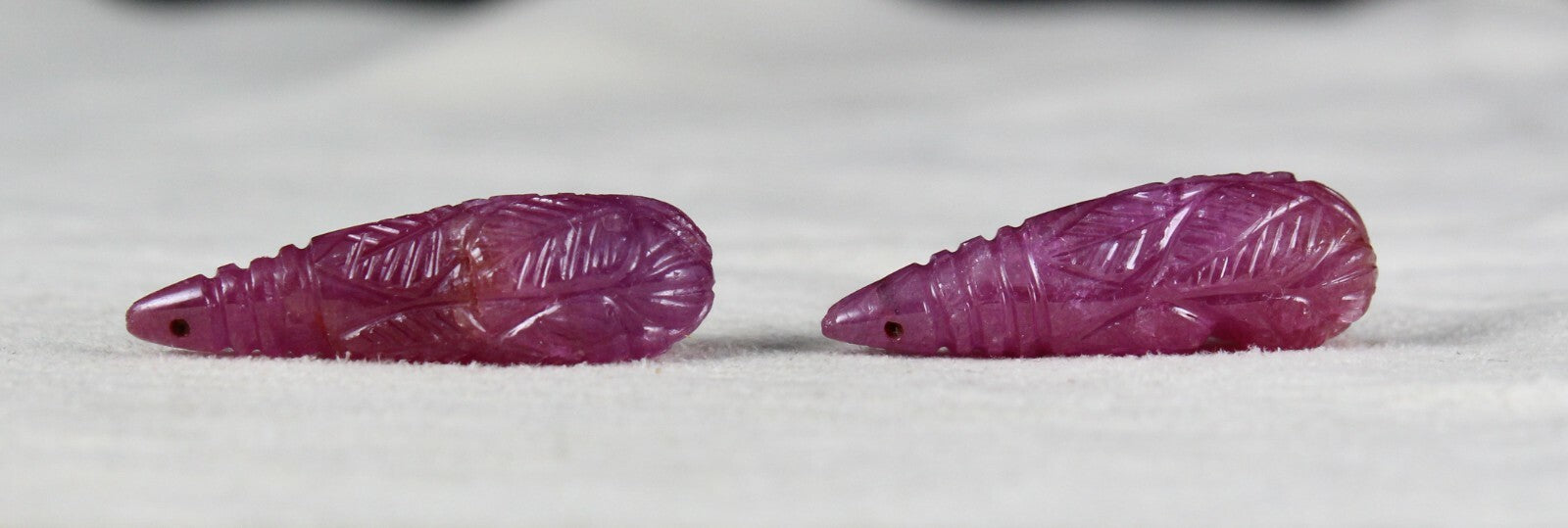 Certified Natural Untreated Ruby Carved Drops 37.58 Carats For Earring