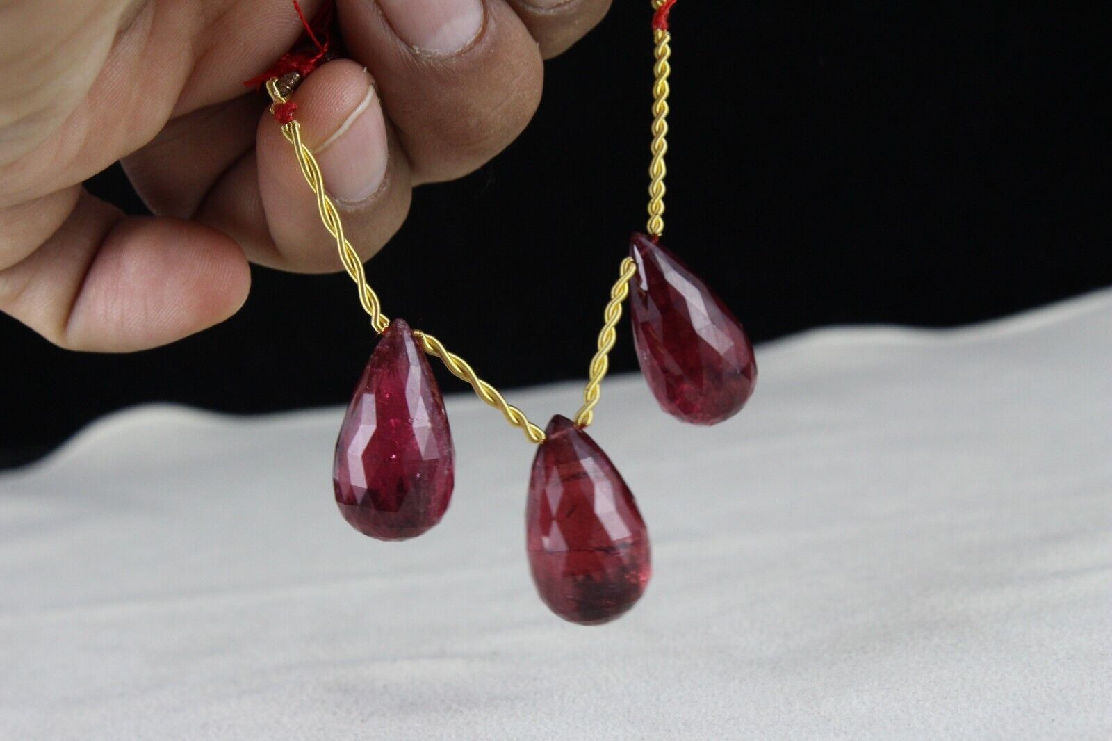 NATURAL TOURMALINE RUBELLITE DROPS 110 CARATS GEMSTONE HANGING PENDANT EARRING