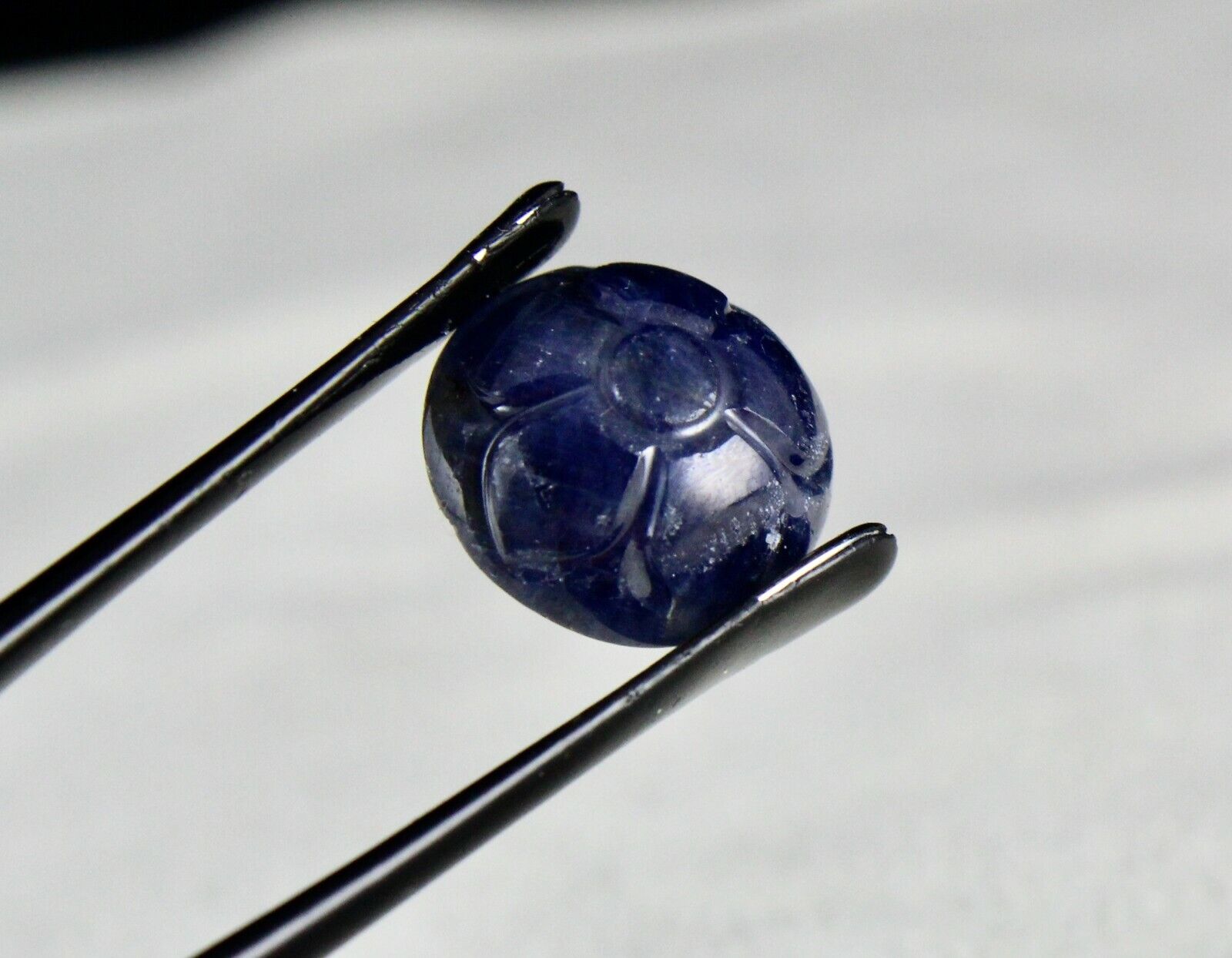 NATURAL UNHEAT BURMA BLUE SAPPHIRE CARVED ROUND 15.60 CTS GEMSTONE RING PENDANT