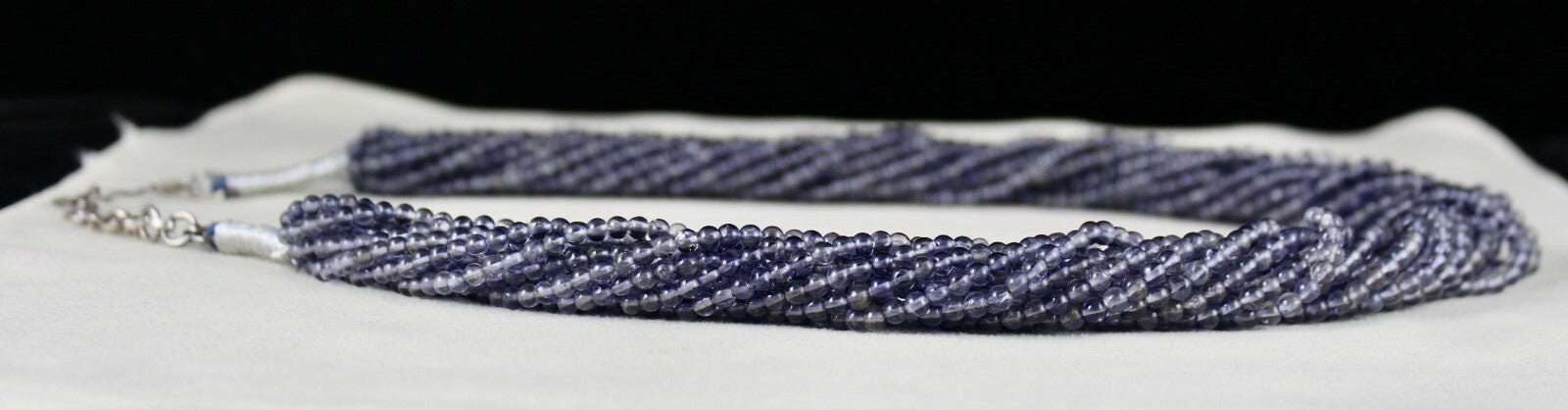 Natural Blue Iolite Beads Round 12 L 621 Ct Gemstone Sterling Silver Necklace