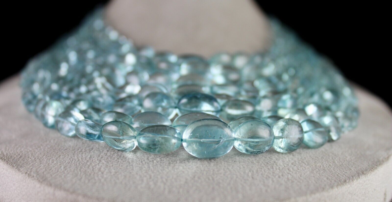 Certified Natural Blue Aquamarine Beads Cabochon 7 L 1405 Ct Important Necklace