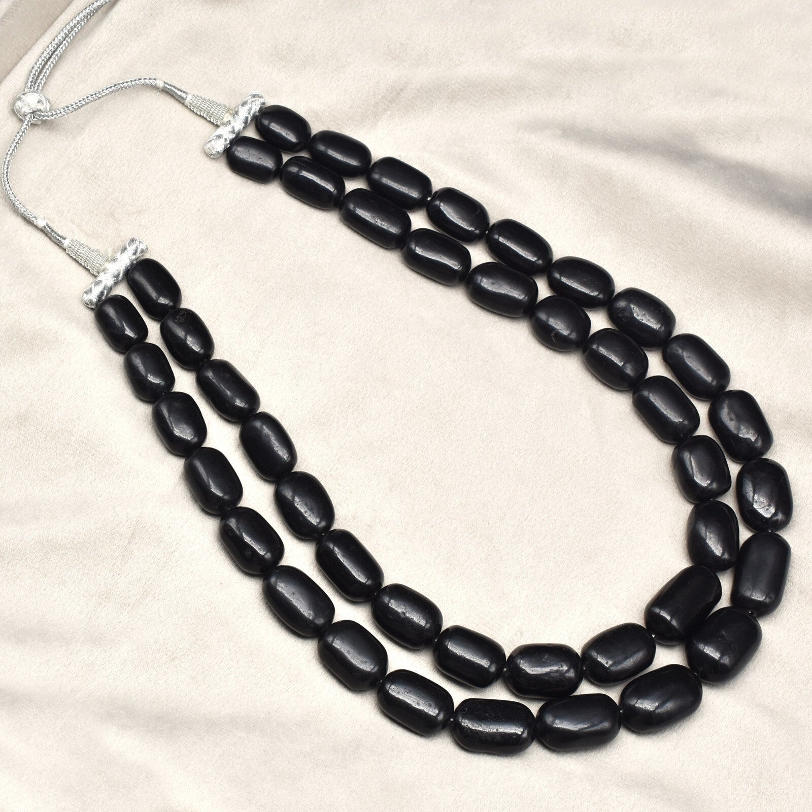Natural Black Jade 1420ct Beads Big 27mm Gemstone Fashion Necklace Long 2l