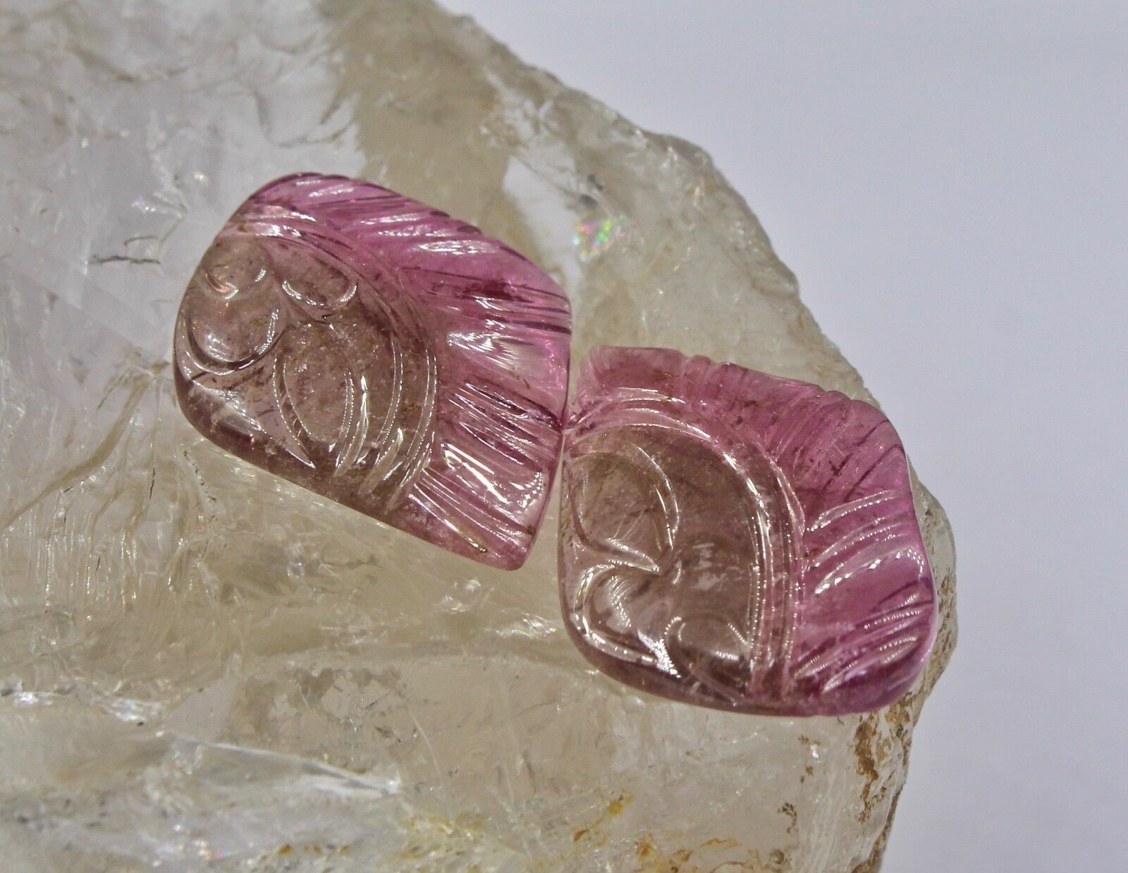 NATURAL MULTI TOURMALINE CARVED 30.55 CARATS SEMI PRECIOUS GEMSTONE FOR EARRING