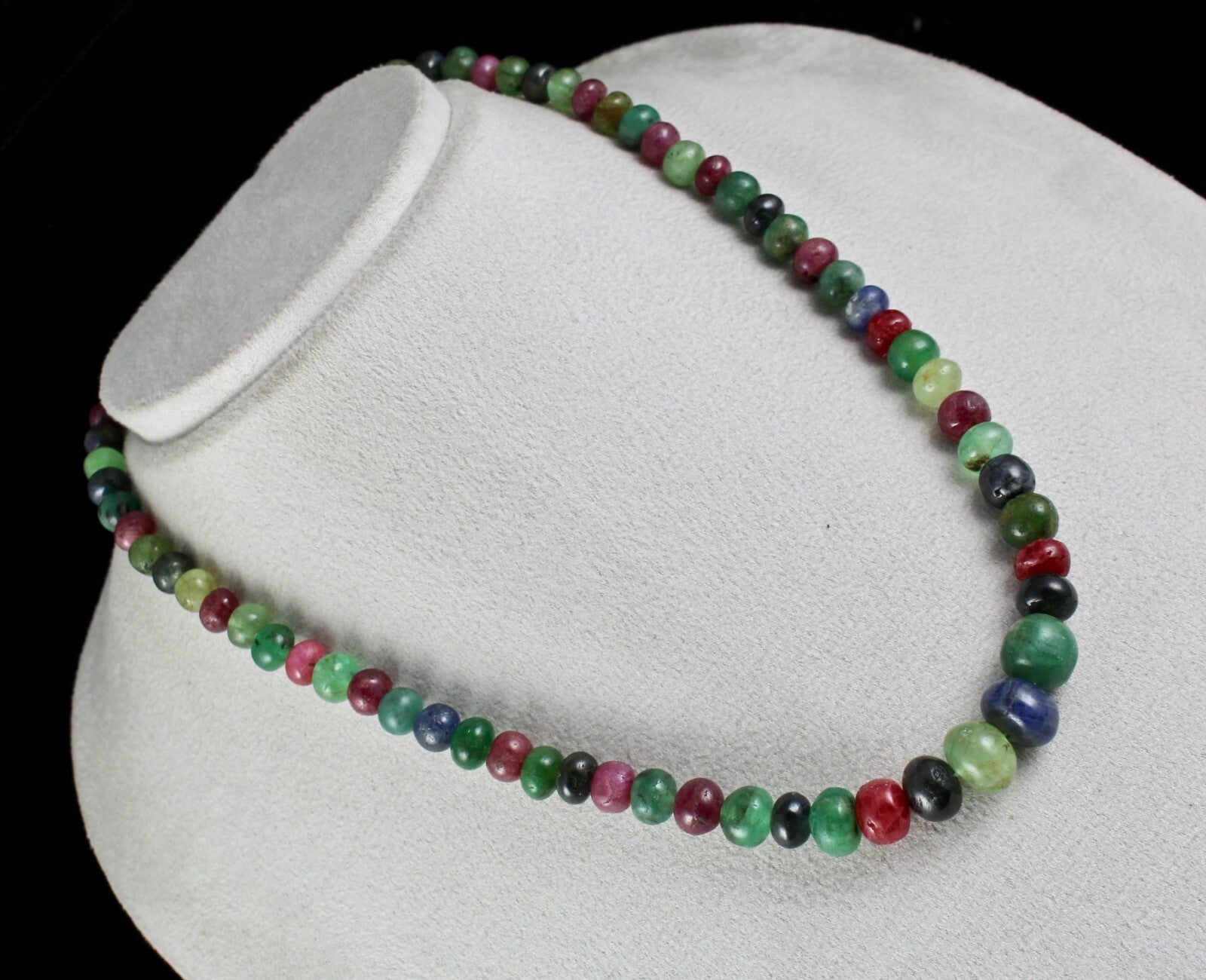 Certified Natural Emerald Ruby Sapphire 327ct Sterling Silver Necklace For Women
