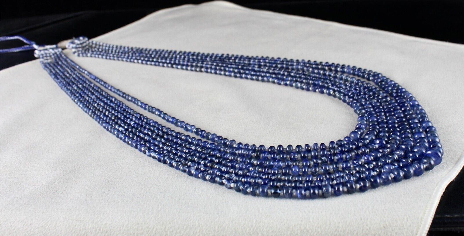 Certified Natural Blue Sapphire Pearl Round 7 L 464 Ct Beaded Gemstone Necklace