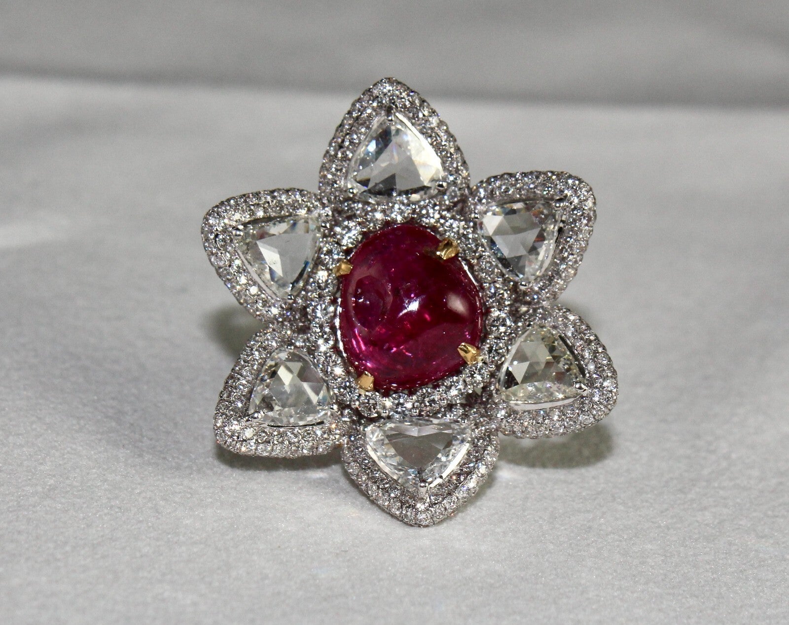 Certified Natural Burma Ruby Diamond 10.00 Ct 18k Gold Cocktail Ring For Women