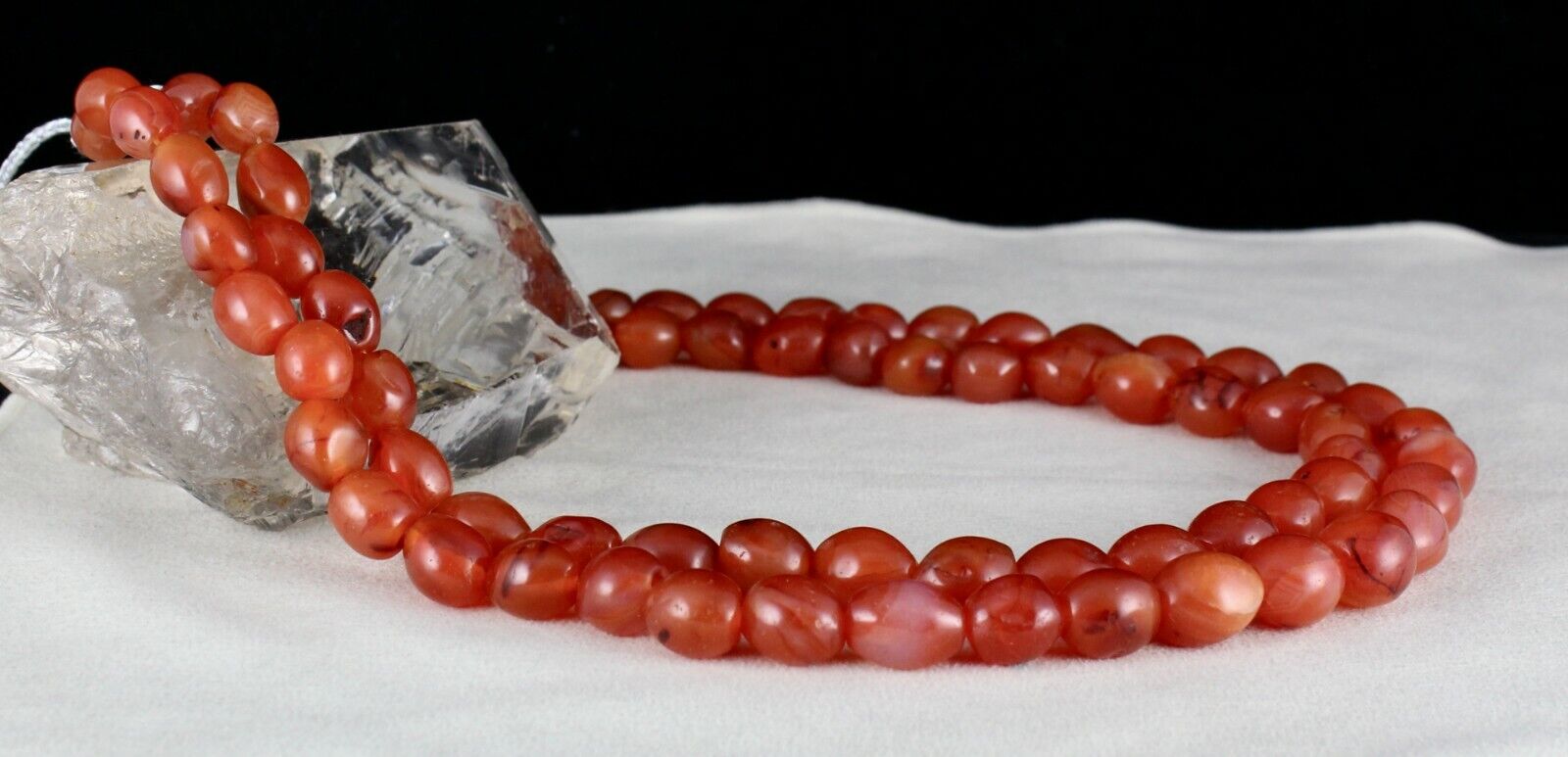 RED NATURAL CARNELIAN BEADS LONG 2 LINE 836 CARATS GEMSTONE FASHION NECKLACE