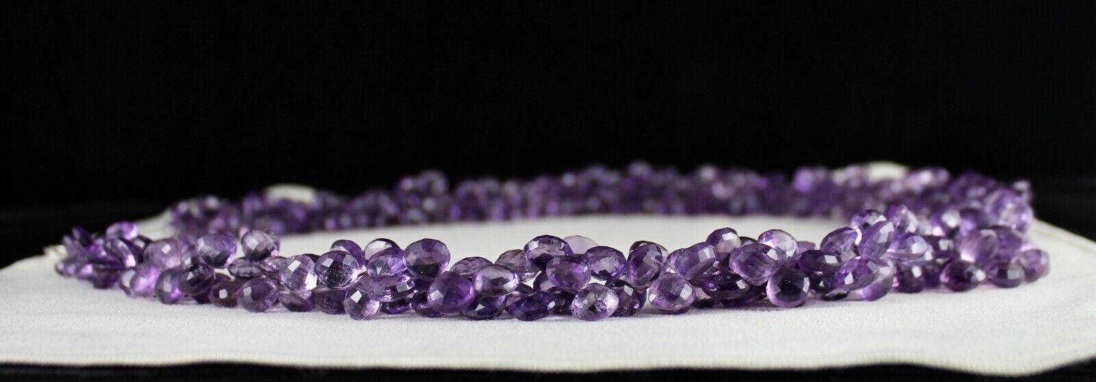Natural Purple Amethyst Beads Teardrop 26 In 1091 Ct Gemstone Silver Necklace