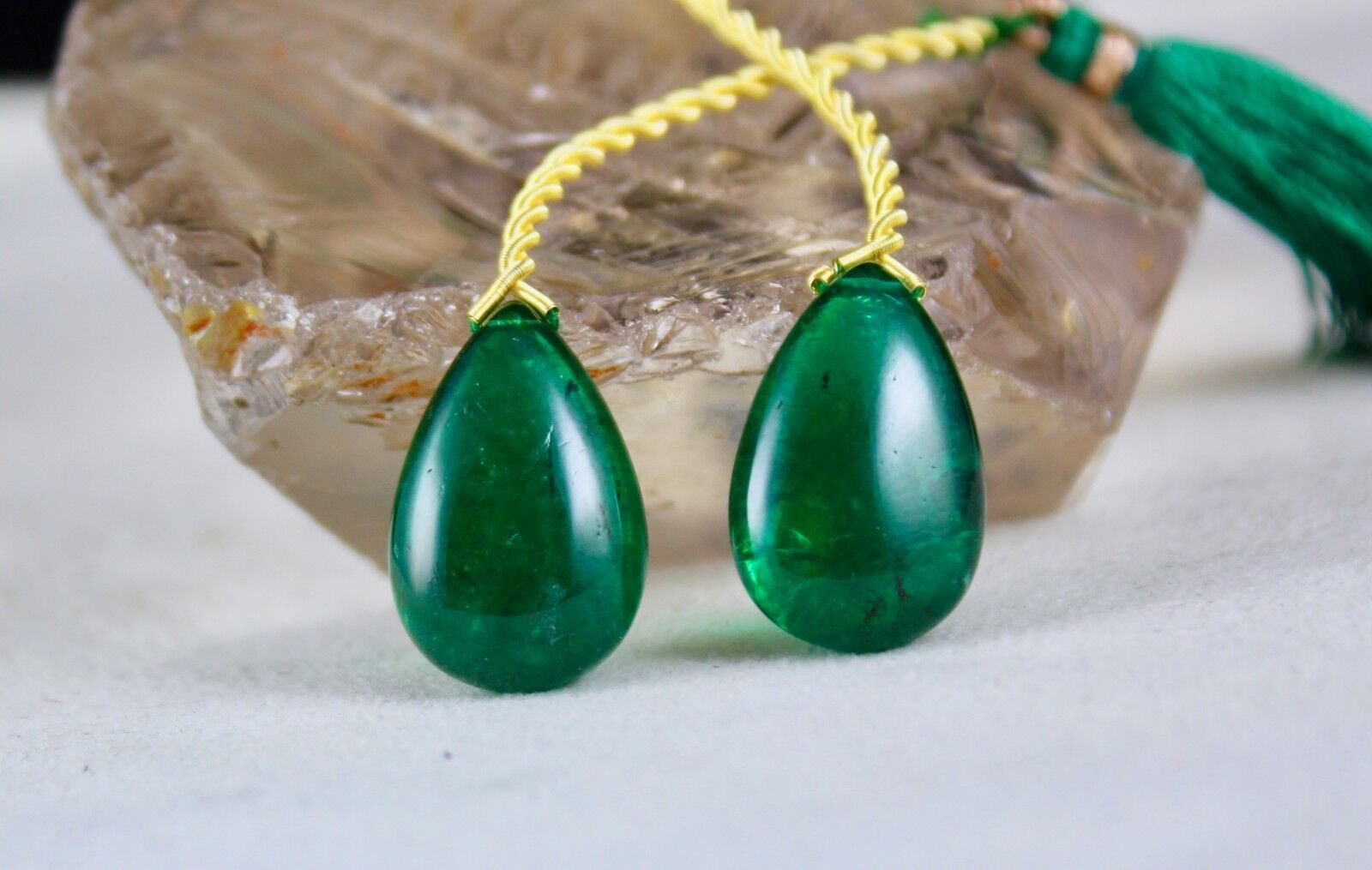 22X14 MM NATURAL ZAMBIAN EMERALD PEAR TEARDROPS 43 CARATS GEMSTONE EARRINGS