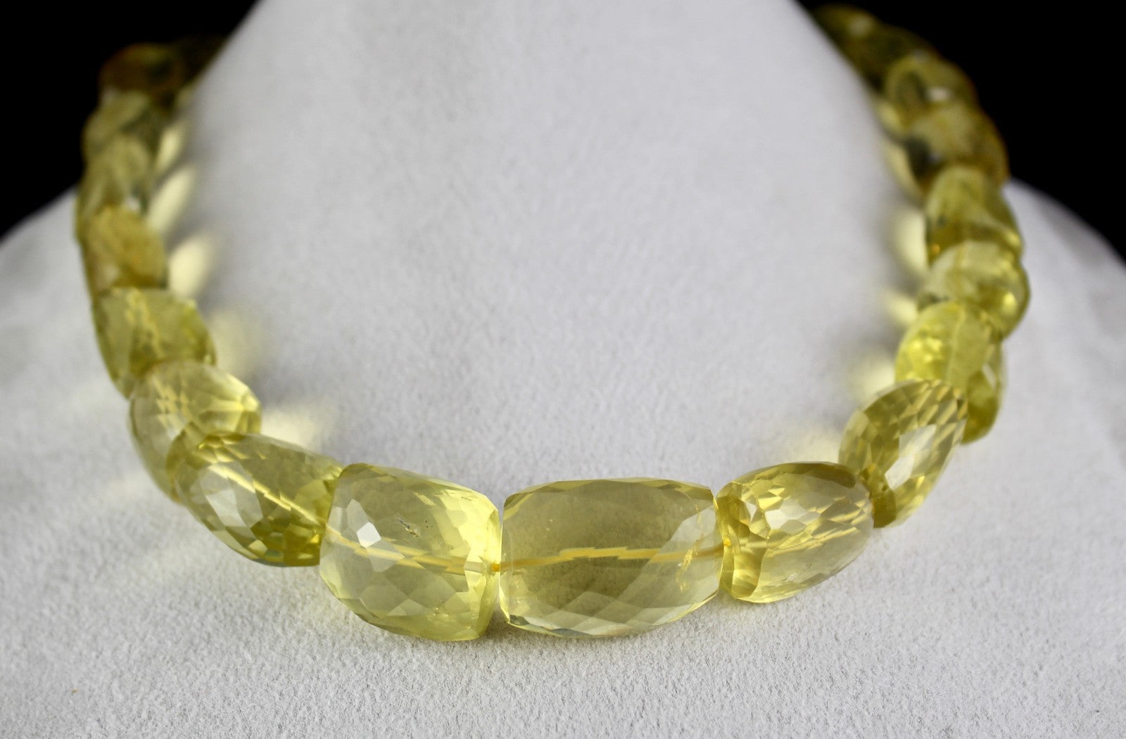 Certified Natural Lemon Quartz Beads 1354 Ct Faceted Sterling Silver Necklace