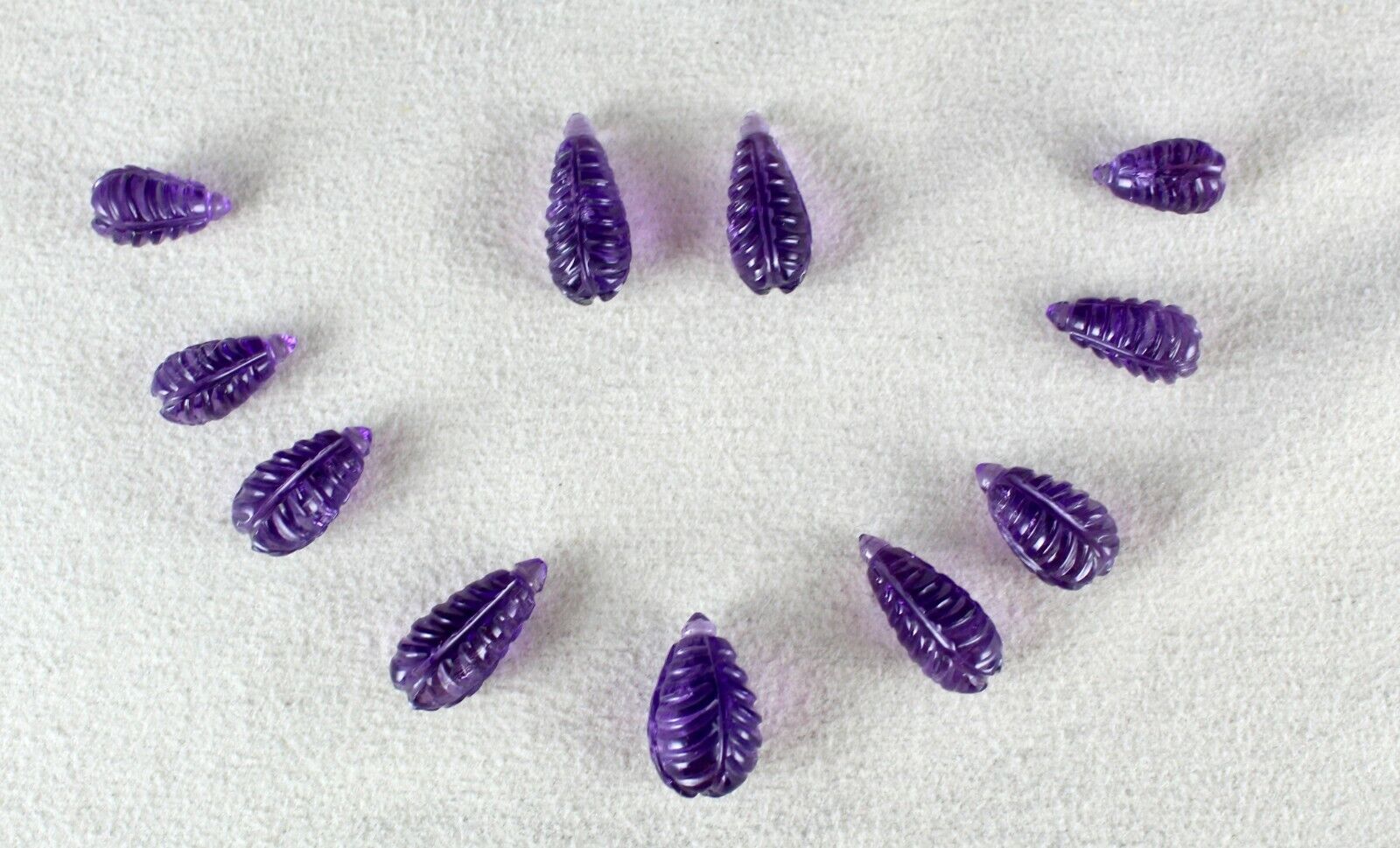 NATURAL AMETHYST CARVED DROPS 11 PCS 71 CTS LOOSE GEMSTONE EARRING NECKLACE SET