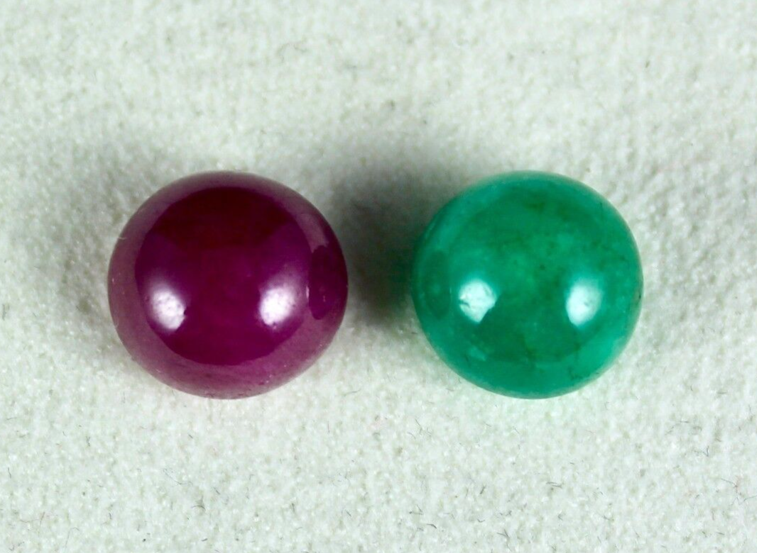 Certified Natural Ruby Emerald Round Cabochon 13.21 Ct Gemstone Ring Pendant