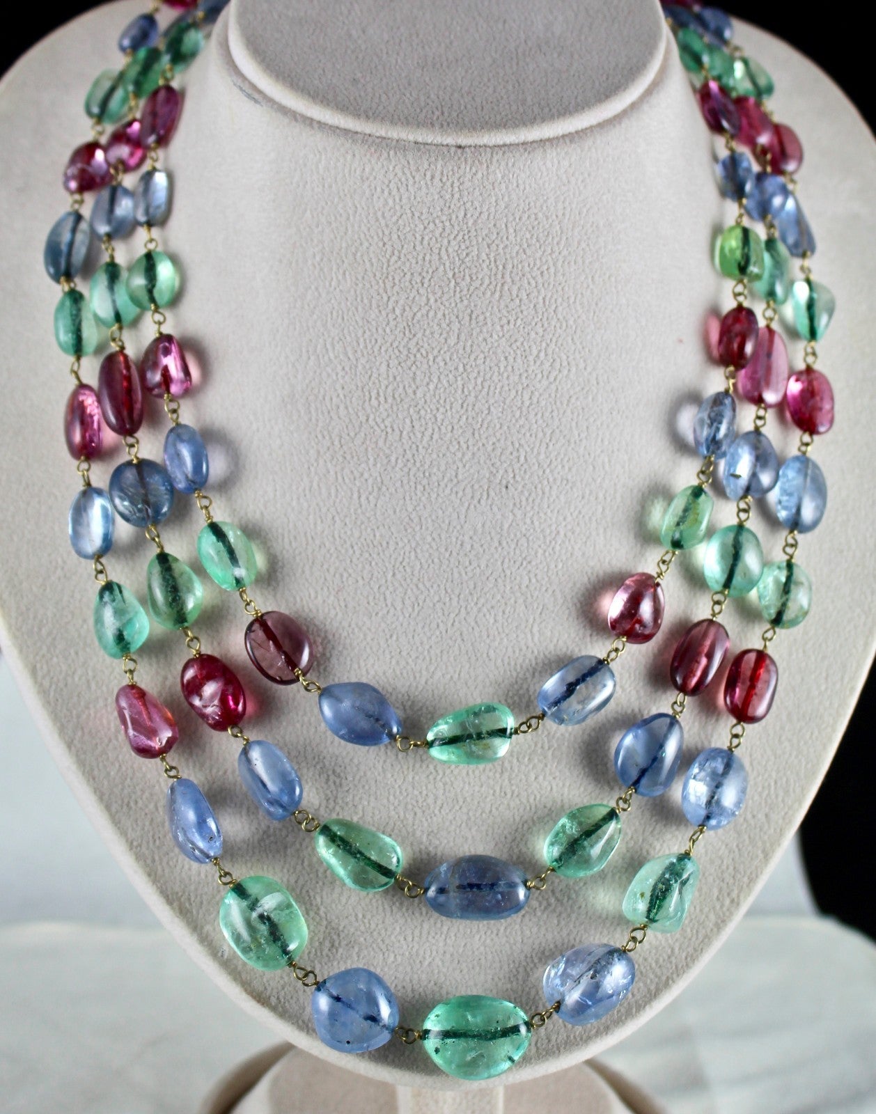 Certified Important Old Necklace Natural Emerald Sapphire Spinel 10ct Nugget