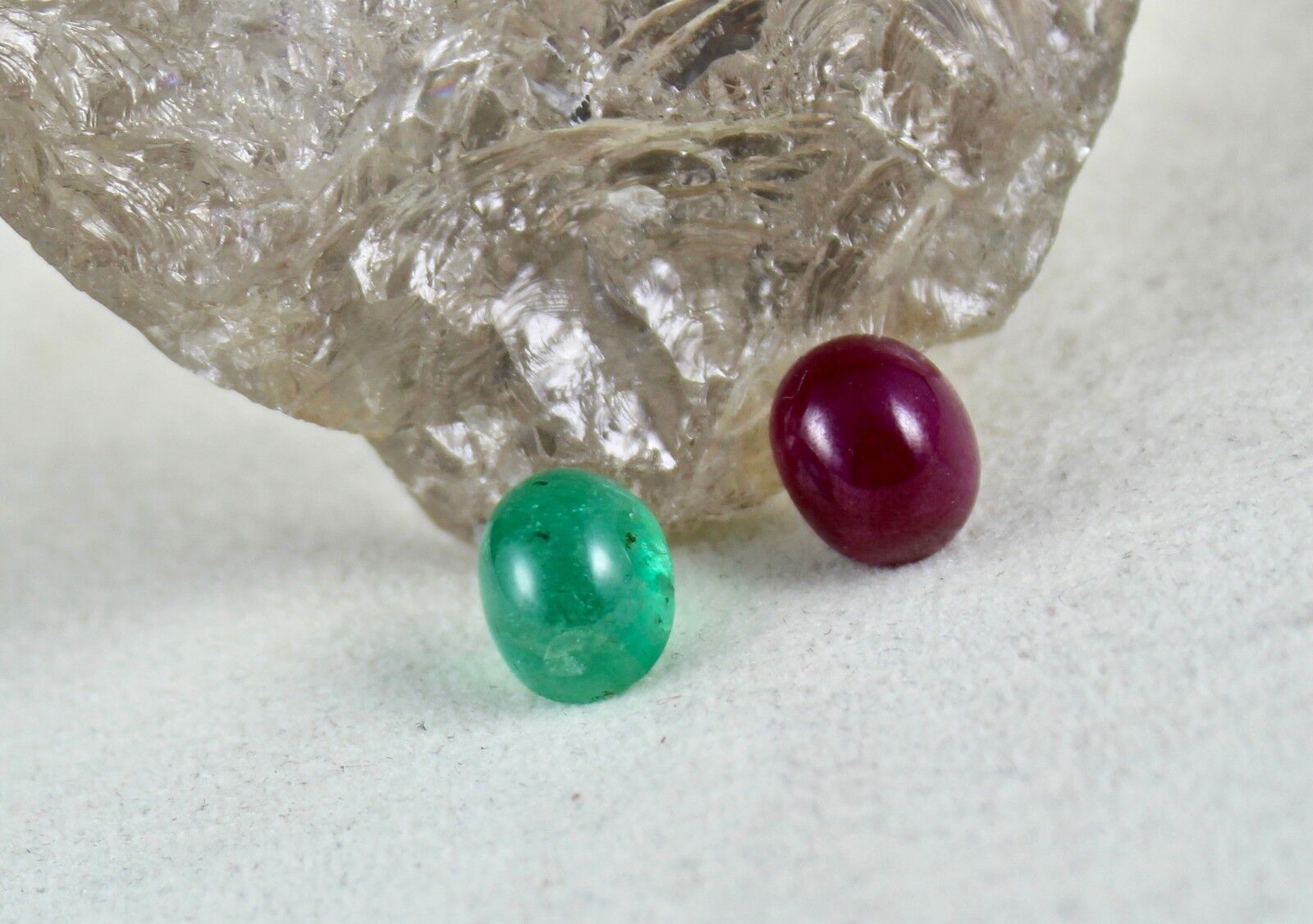 NATURAL RUBIES EMERALD CABOCHON OVAL 2 PIECES 14 CARATS GEMSTONE FOR DESIGNING