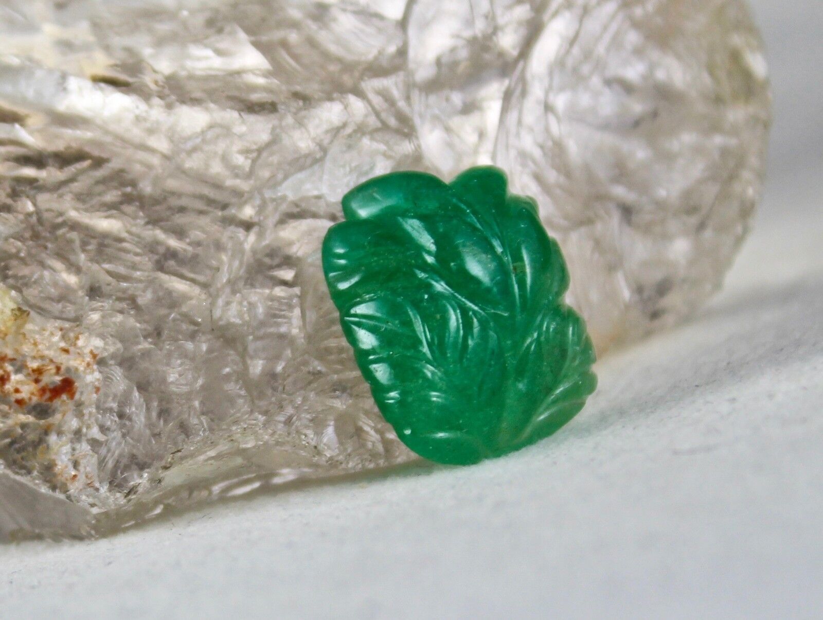 NATURAL ZAMBIAN EMERALD CARVED LEAF 16.64 CARATS GEMSTONE FOR RING OR PENDANT