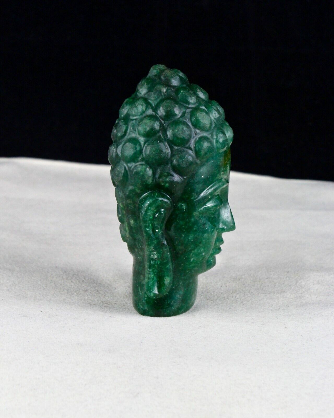 NATURAL GREEN QUARTZ 1675 CARATS 3.75INCH BUDDHA HEAD GEMSTONE STATUE HOME DECOR