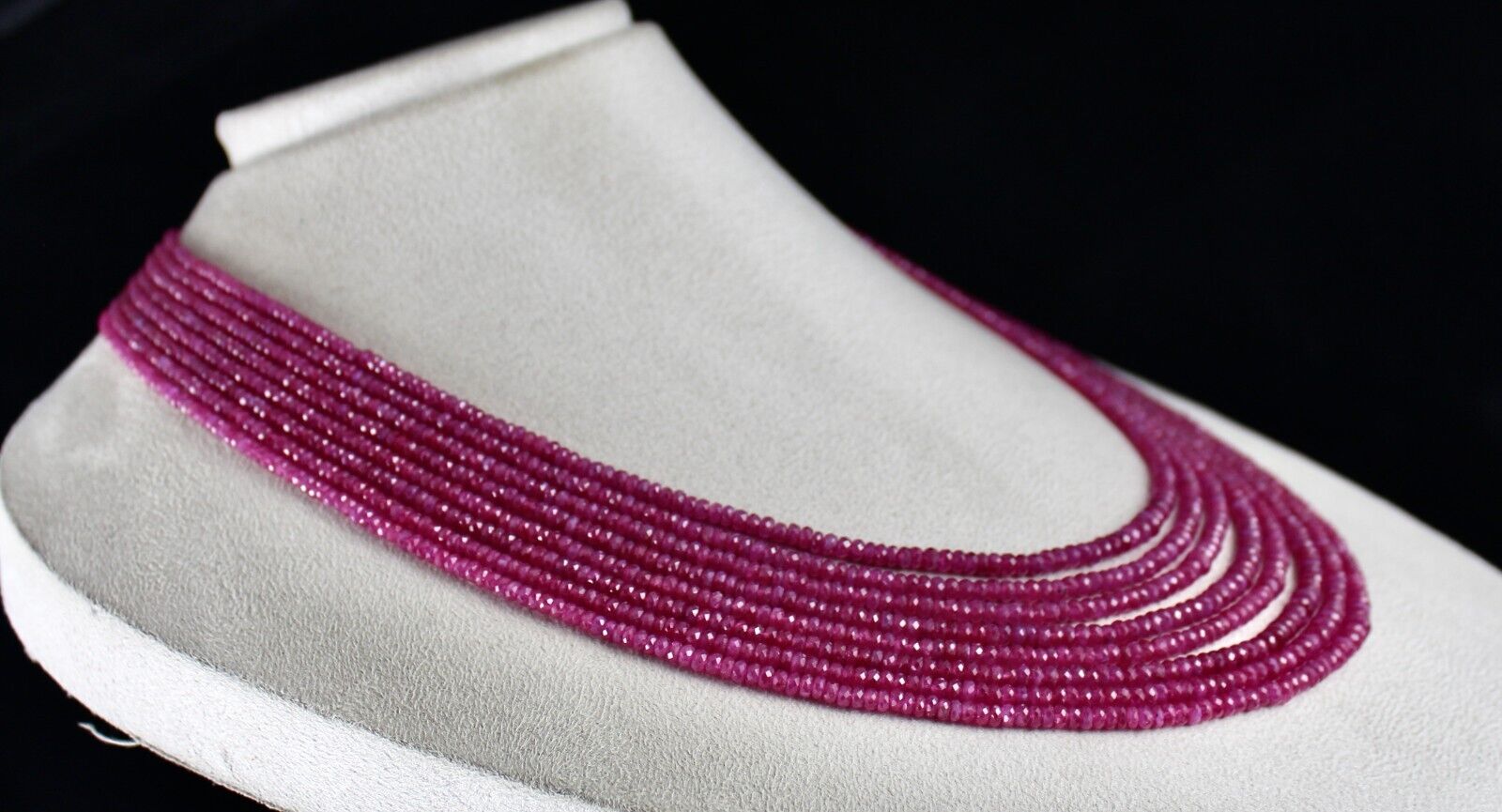 NATURAL HEATED BURMA RUBY FACETED BEADS 8 LINE 573 CARATS GEMSTONE NECKLACE