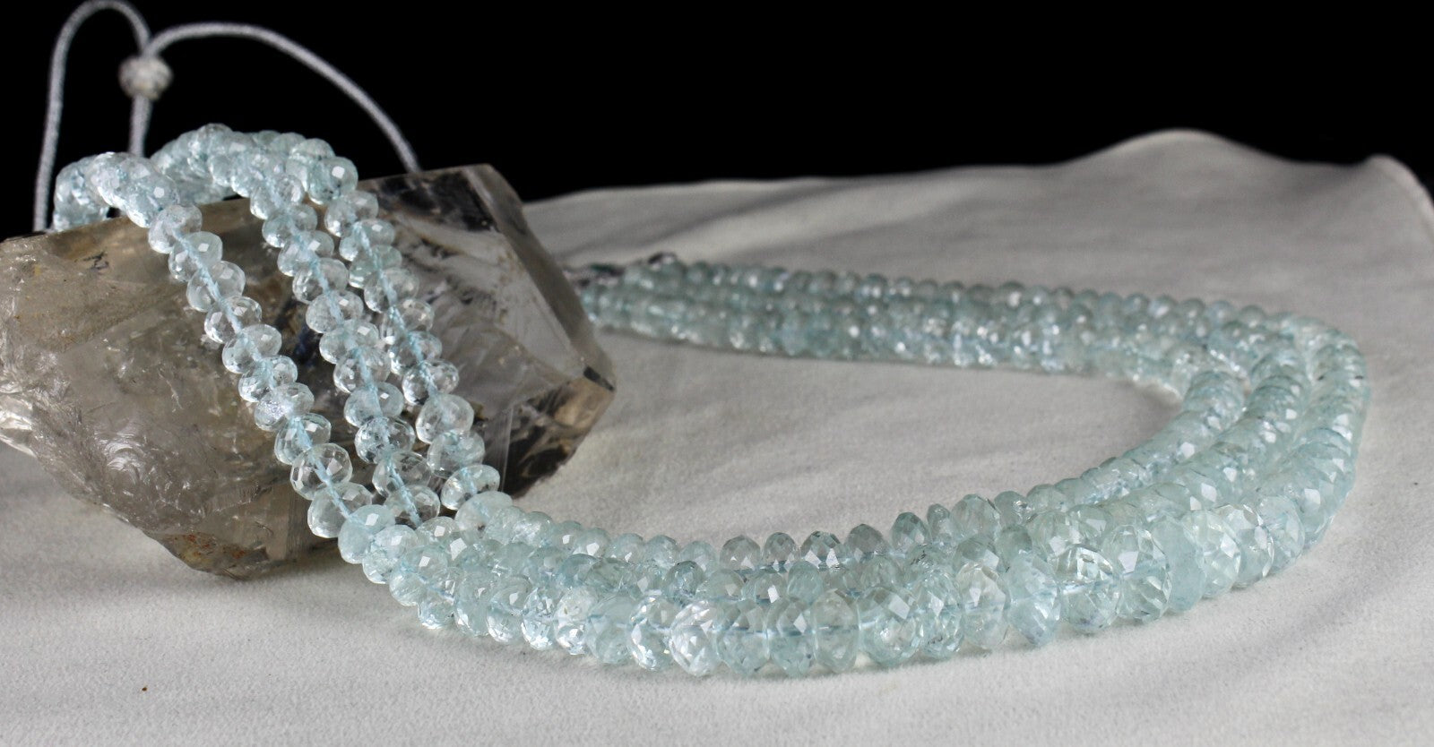 Certified Natural Blue Aquamarine 952 Ct Faceted Beads Gemstone Necklace Women