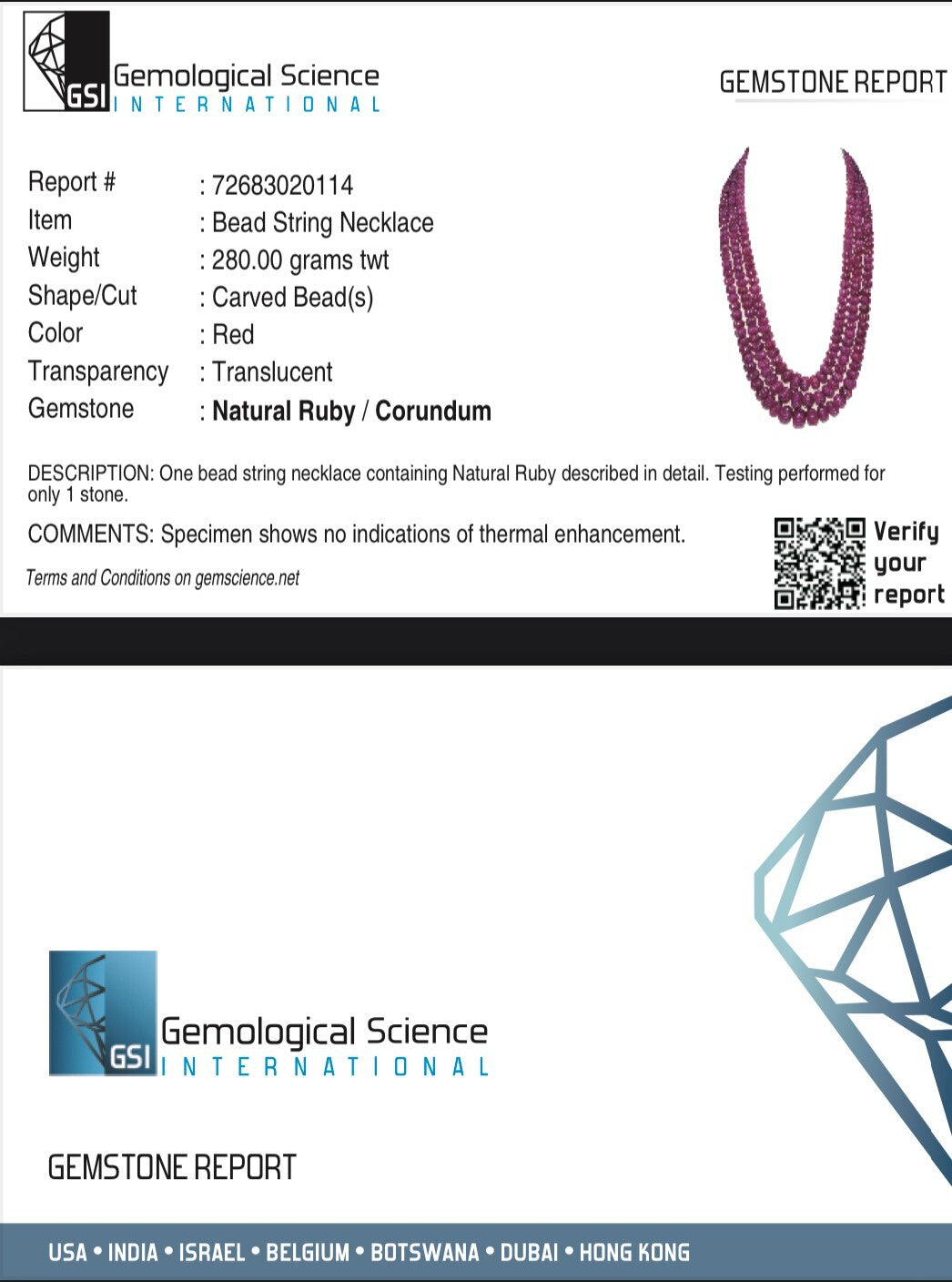 Certified Vintage Natural Ruby Beads Carved Melon Necklace 1378 Ct 3 L