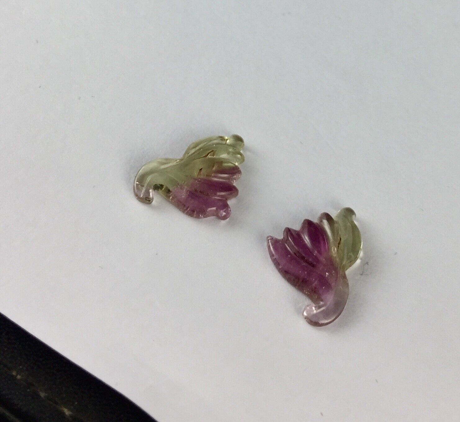 Natural Tourmaline Carved Leaves Pair 7.83 Cts Multi Gemstone Earring Designing