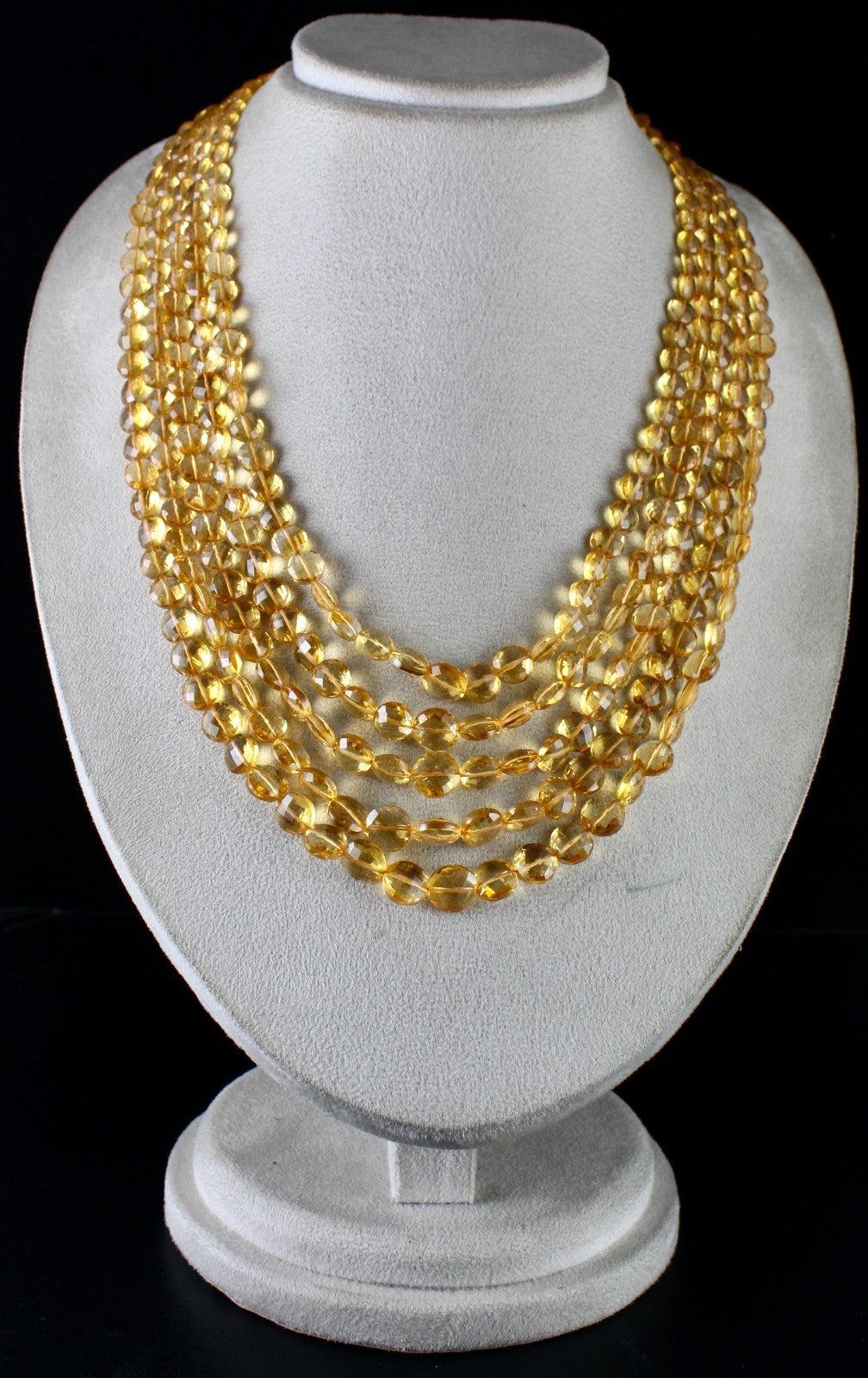 Certified Natural Yellow Citrine 752 Ct Faceted Coin Beads Necklace Women